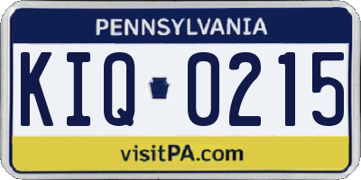 PA license plate KIQ0215
