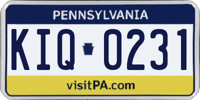 PA license plate KIQ0231