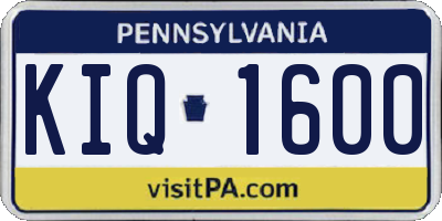 PA license plate KIQ1600