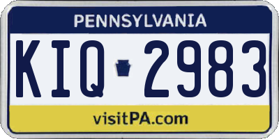 PA license plate KIQ2983