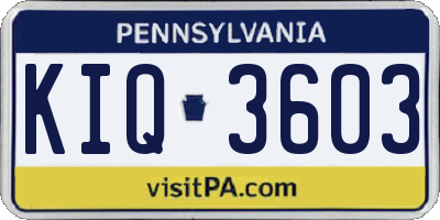 PA license plate KIQ3603