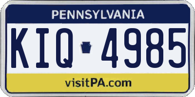 PA license plate KIQ4985