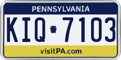 PA license plate KIQ7103