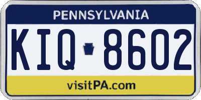 PA license plate KIQ8602