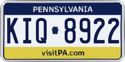 PA license plate KIQ8922