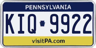 PA license plate KIQ9922