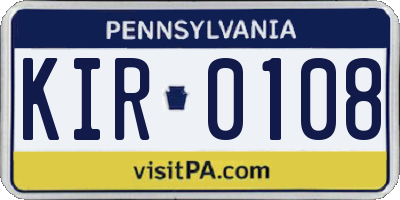 PA license plate KIR0108