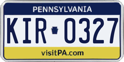 PA license plate KIR0327