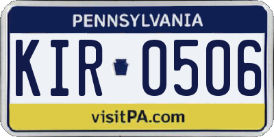 PA license plate KIR0506