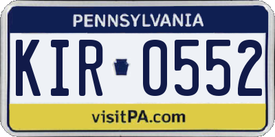 PA license plate KIR0552