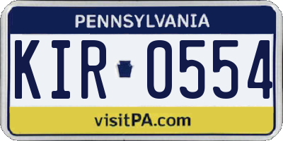 PA license plate KIR0554