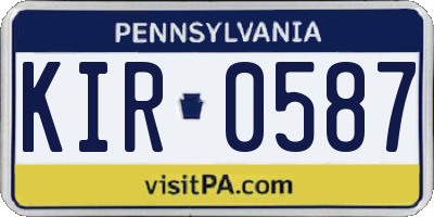 PA license plate KIR0587