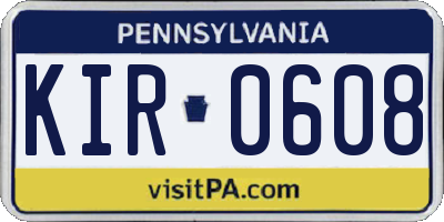 PA license plate KIR0608