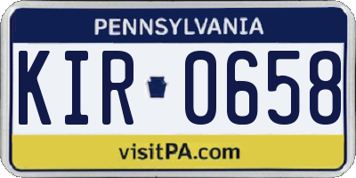 PA license plate KIR0658