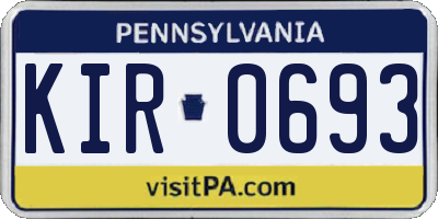 PA license plate KIR0693