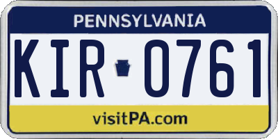PA license plate KIR0761