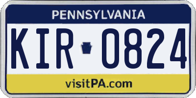 PA license plate KIR0824