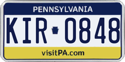 PA license plate KIR0848
