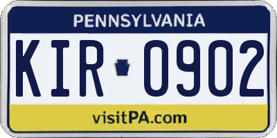 PA license plate KIR0902