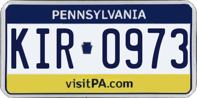 PA license plate KIR0973
