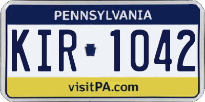 PA license plate KIR1042
