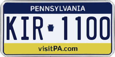 PA license plate KIR1100