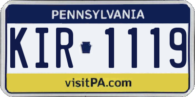 PA license plate KIR1119
