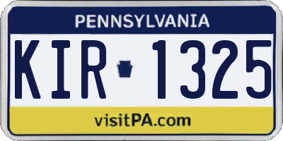 PA license plate KIR1325