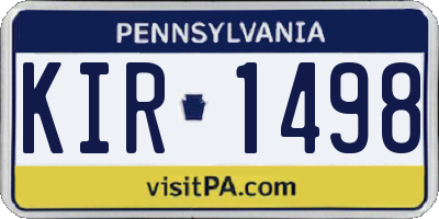 PA license plate KIR1498