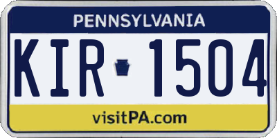PA license plate KIR1504