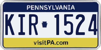 PA license plate KIR1524