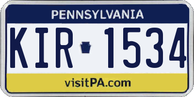 PA license plate KIR1534