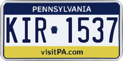 PA license plate KIR1537