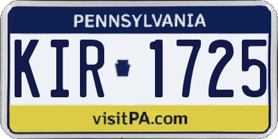 PA license plate KIR1725