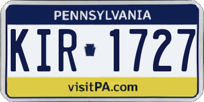PA license plate KIR1727
