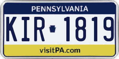 PA license plate KIR1819