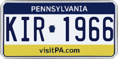 PA license plate KIR1966