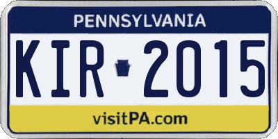 PA license plate KIR2015