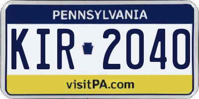 PA license plate KIR2040