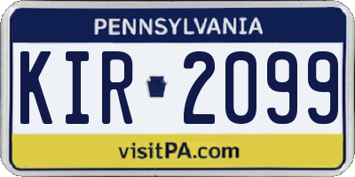 PA license plate KIR2099