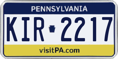 PA license plate KIR2217