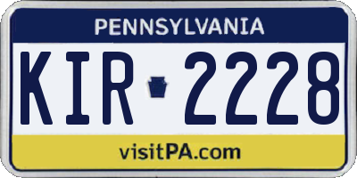 PA license plate KIR2228