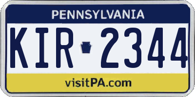 PA license plate KIR2344