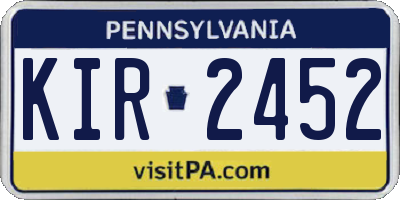 PA license plate KIR2452