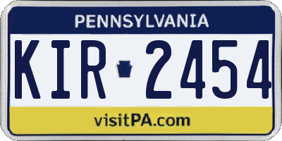 PA license plate KIR2454