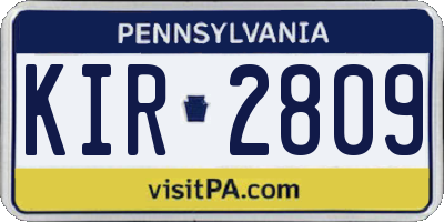 PA license plate KIR2809