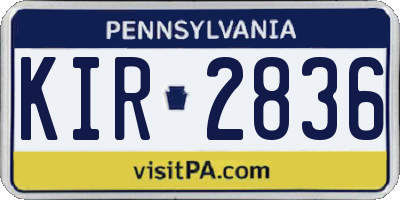 PA license plate KIR2836