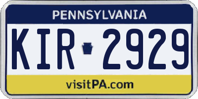 PA license plate KIR2929