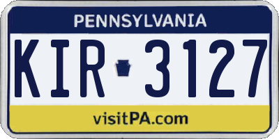 PA license plate KIR3127