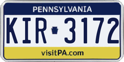 PA license plate KIR3172